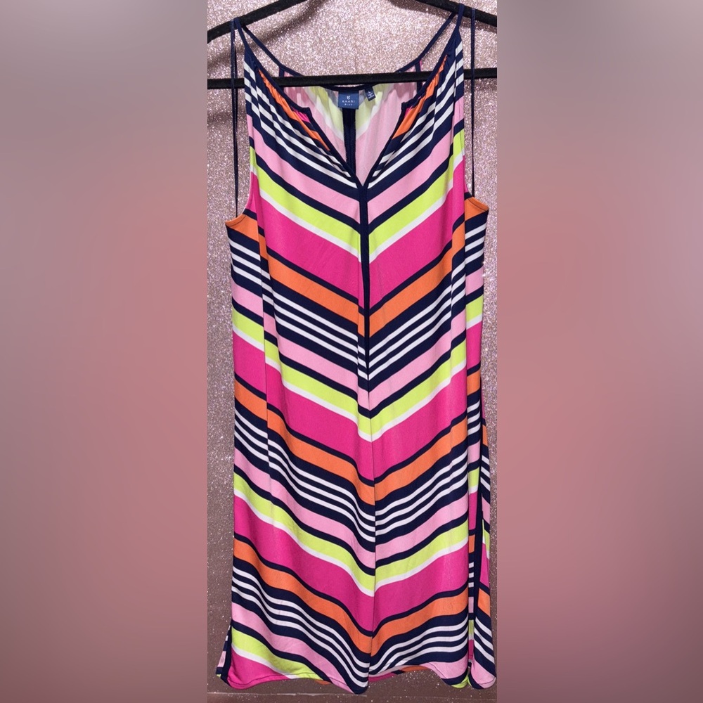 Kaari Blue Chevron Striped Dress
